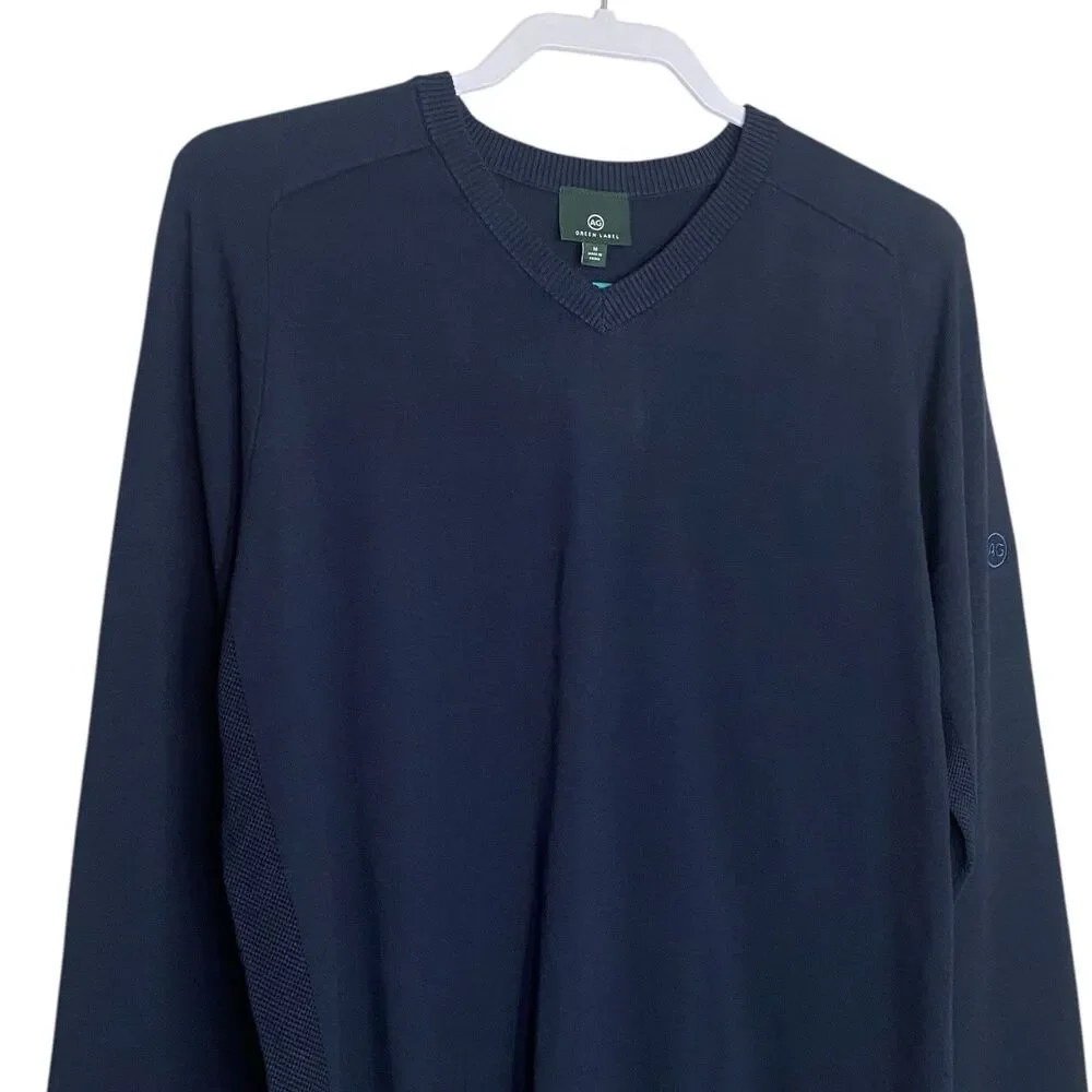 AG Adriano Goldschmied Sweater Mens M Navy Blue V-Neck Vented Golf Preppy NEW - Picture 4 of 10